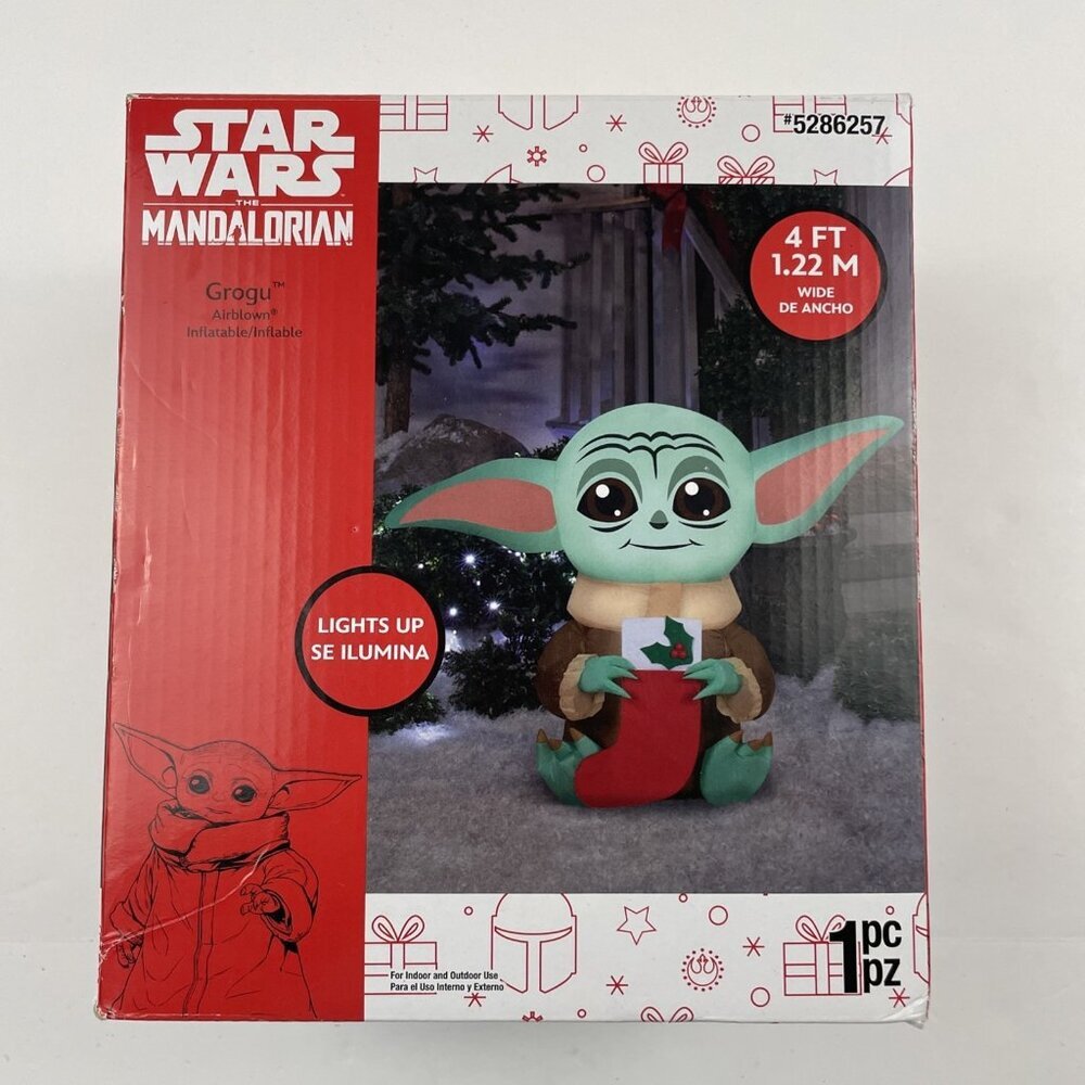 Disney Grogu Star Wars Christmas Inflatable 4 Ft. Holding A Stocking